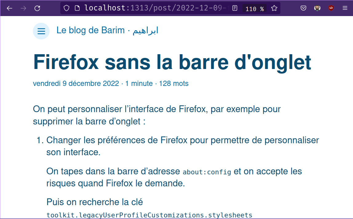 A Firefox window without the tabs bar